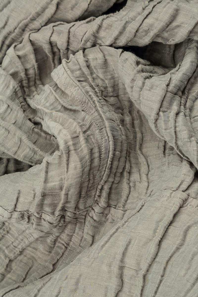 A-Line Olive Grey Crinkled Silk Linen Dress