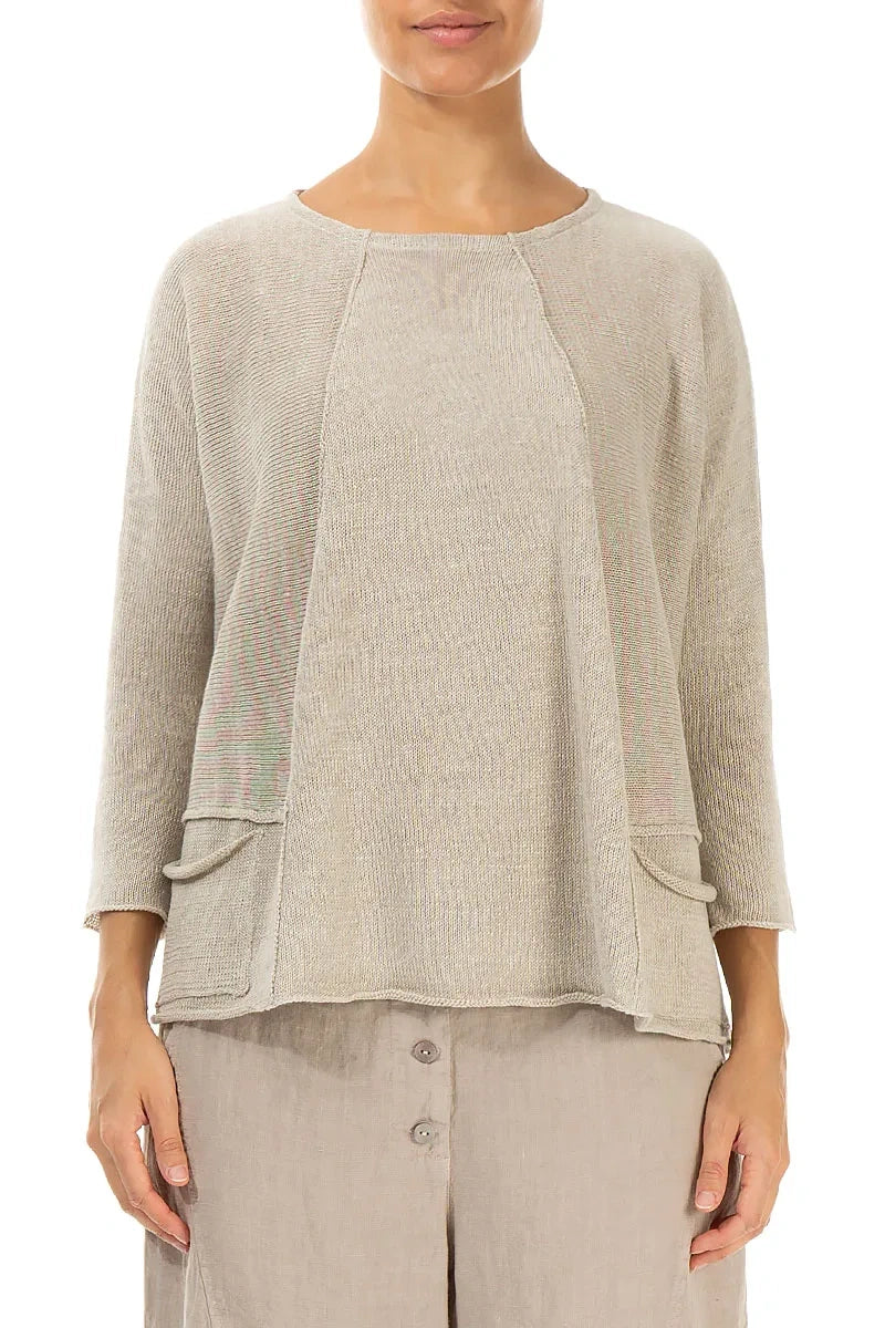 A-Line Two Pockets Natural Linen Jumper 1