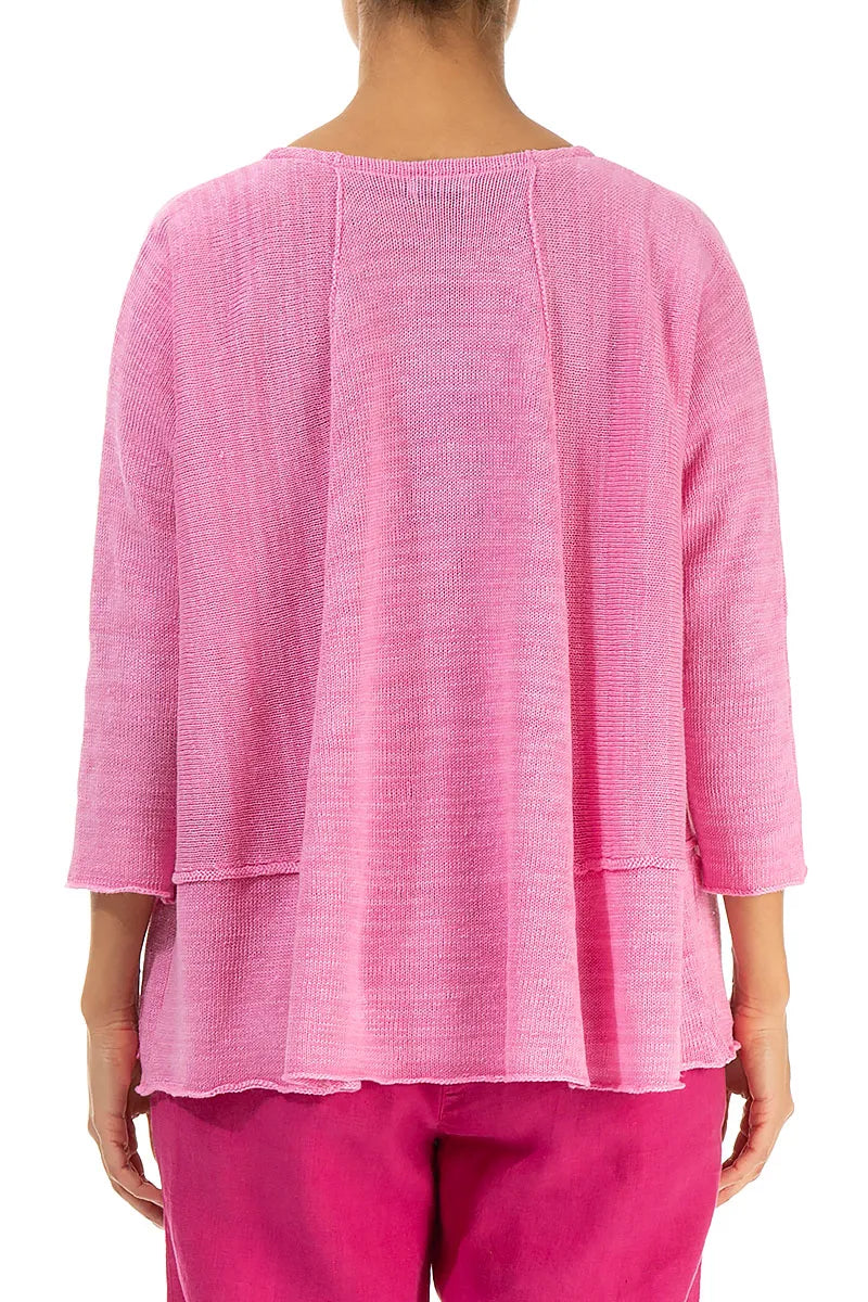 A-Line Two Pockets Taffy Pink Linen Jumper 2