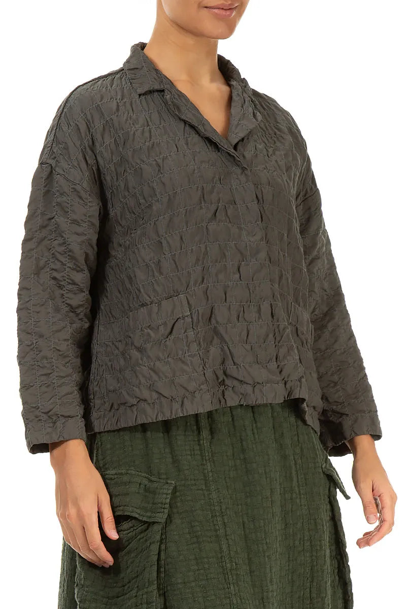 Aged Brown Pleated Silk Bamboo Jacket 3