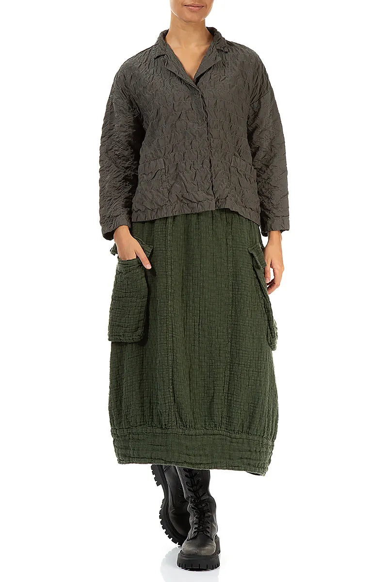 Aged Brown Pleated Silk Bamboo Jacket 4