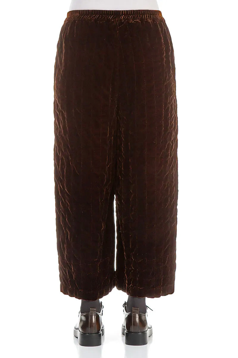 Aged Copper Pleated Silk Velvet Trousers 2
