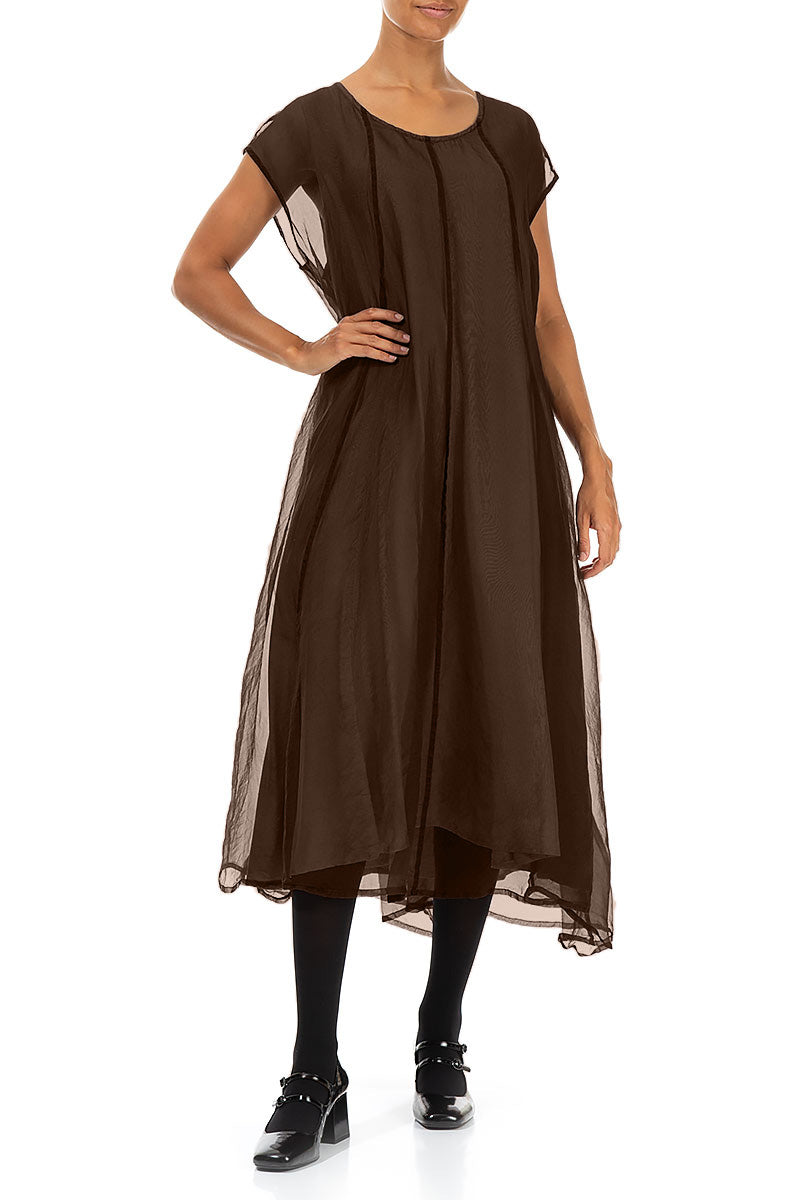 Aged Copper Silk Chiffon Dress 4