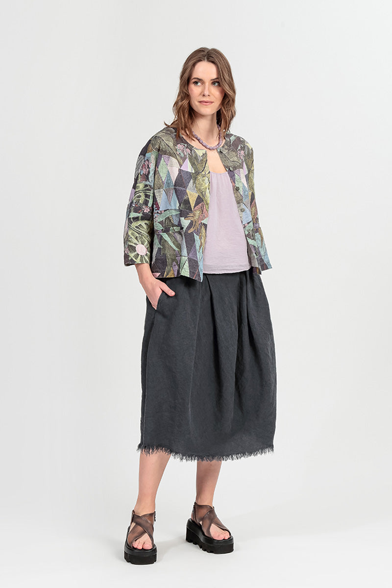 Art Mosaic Linen Jacket Blouse