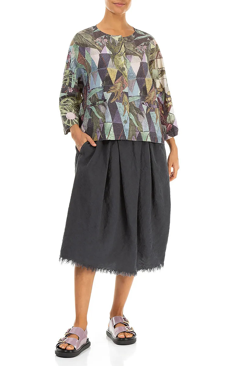 Art Mosaic Linen Jacket Blouse