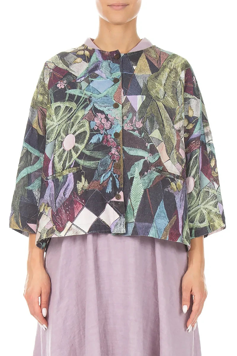 Art Mosaic Linen Jacket Blouse