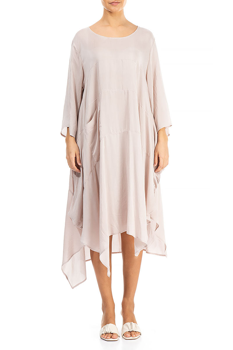 Asymmetric Beige Silk Bamboo Dress