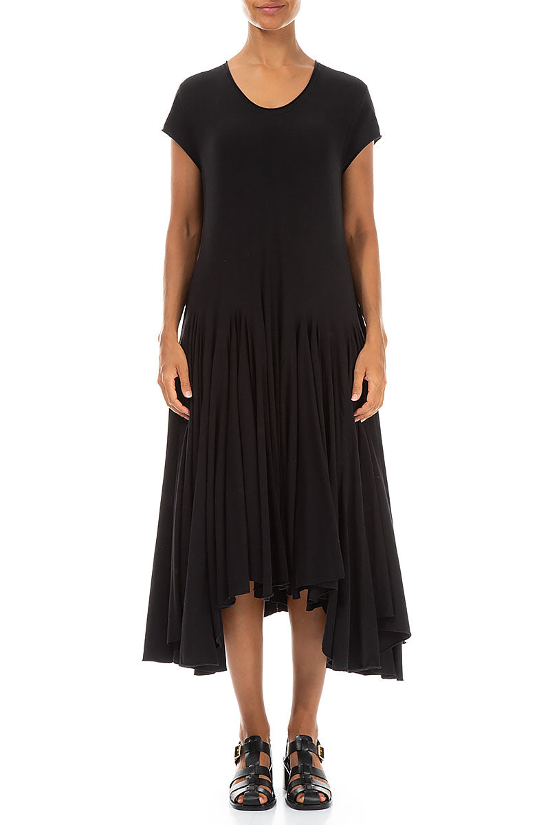 Asymmetric Black Cotton Dress 1