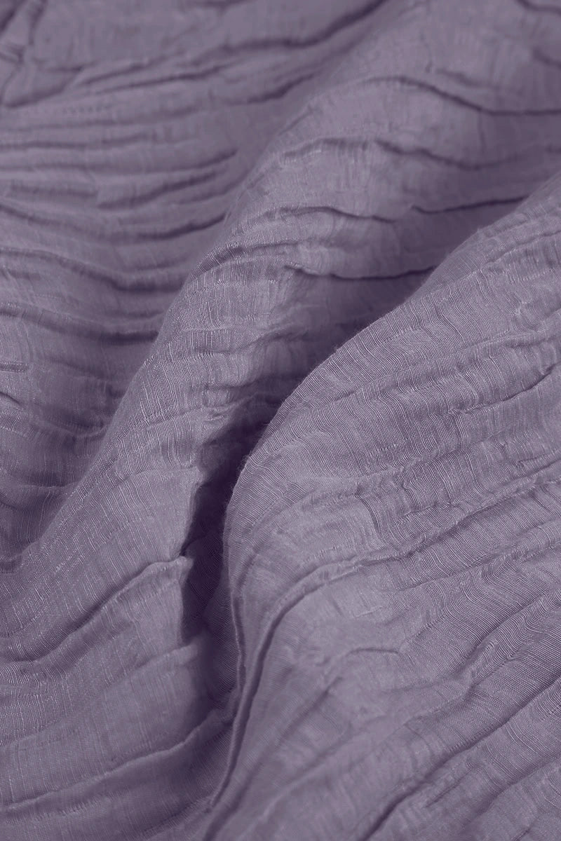 Cowl Neck Crinkled Dark Lilac Silk Linen Tunic 5