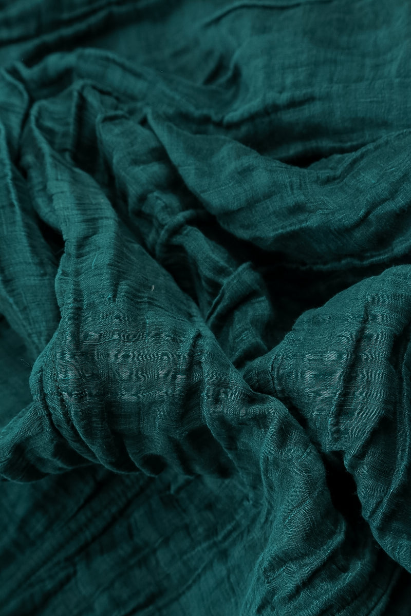 Asymmetric Crinkled Peacock Silk Linen Tunic 5