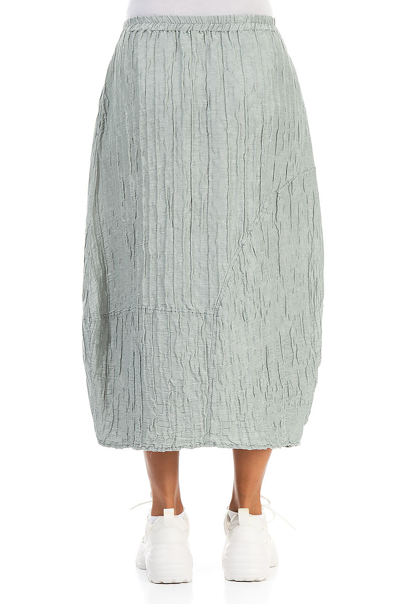 Asymmetric Crinkled Sage Silk Skirt