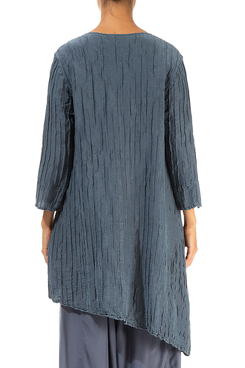 Asymmetric Graphite Crinkled Silk Tunic 2