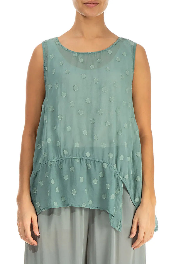 Asymmetric Pistachio Dotty Silk Top 1