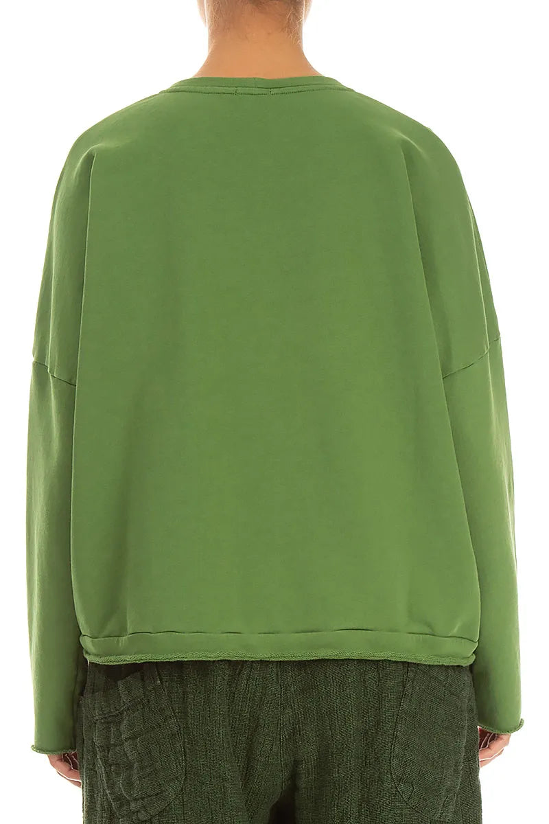 Blouse asymétrique en French terry Coton Vert trèfle