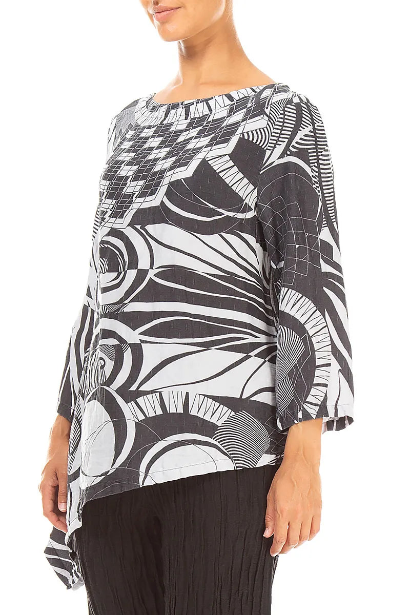 Asymmetric Textured Pearl Grey Orbit Silk Tunic