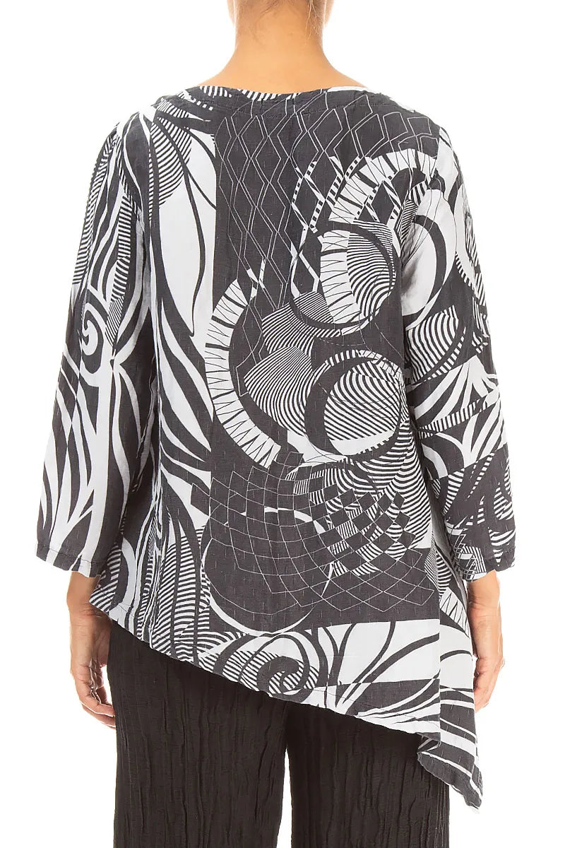 Asymmetric Textured Pearl Grey Orbit Silk Tunic