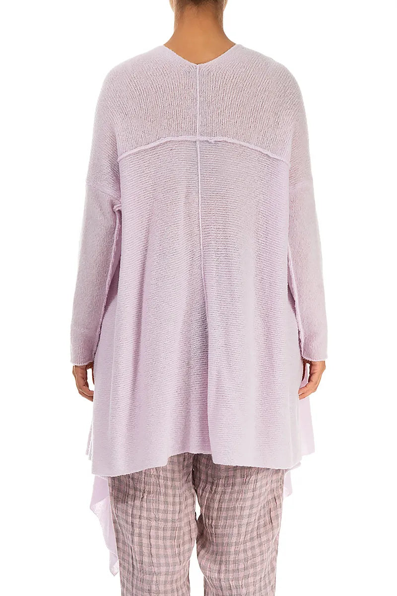 Asymmetric V-Neck Light Pink Wool Jumper 2
