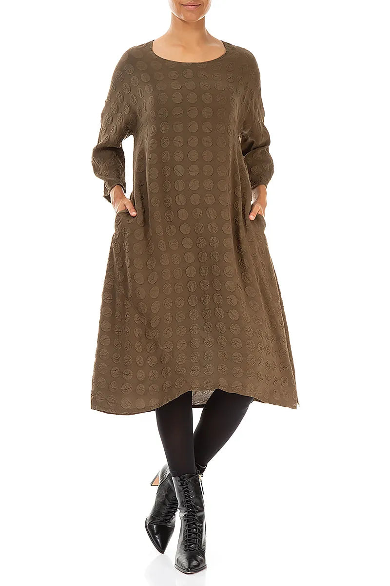 Asymmetrical Bubble Brown Silk Dress