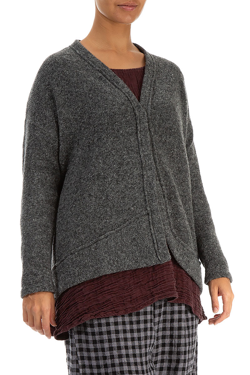 Asymmetrical Grey Wool Cardigan 3