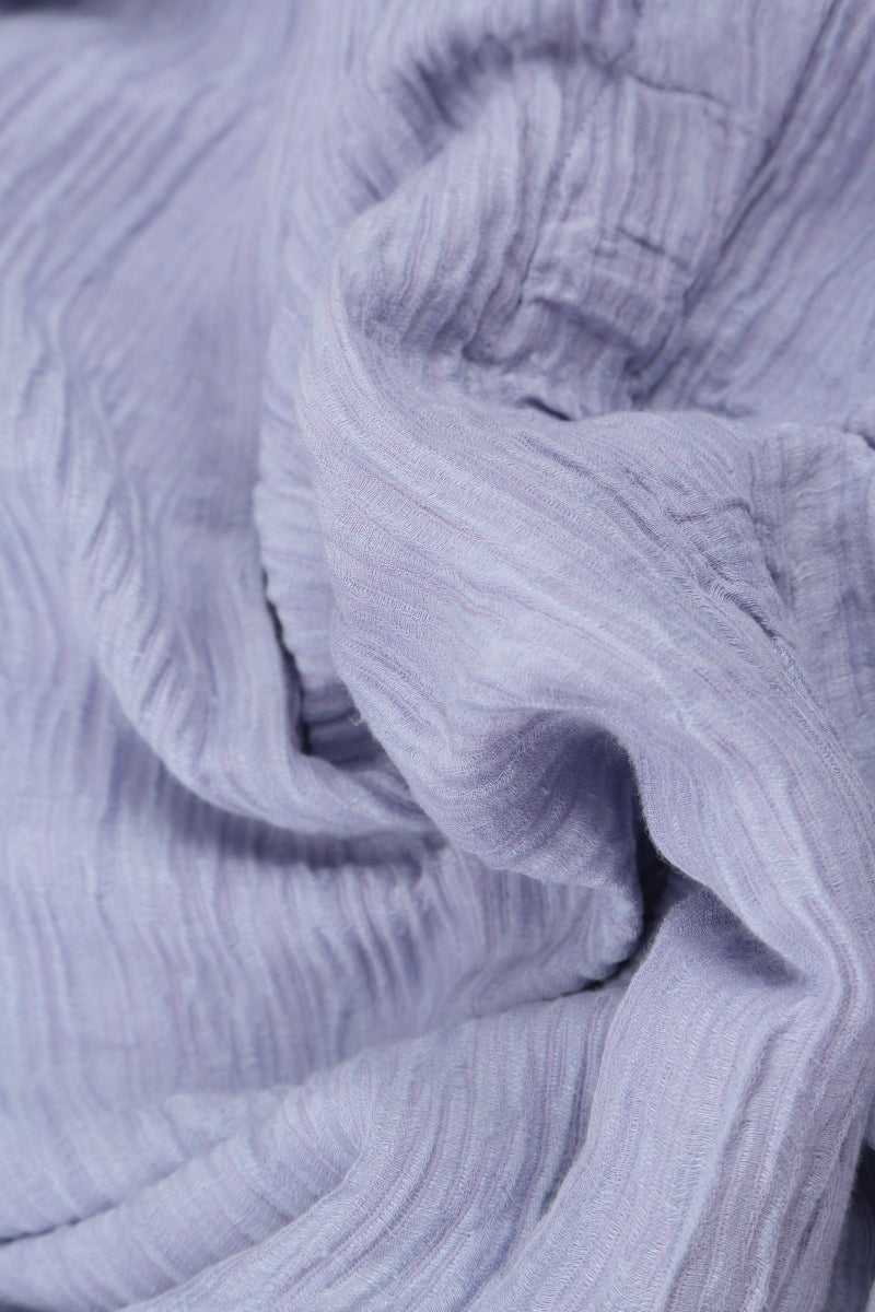 Asymmetrical Pattern Crinkled Lavender Silk Blouse 5