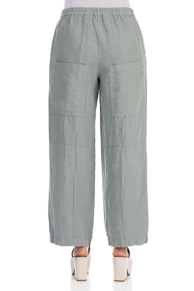 Back Pockets Pistachio Linen Trousers