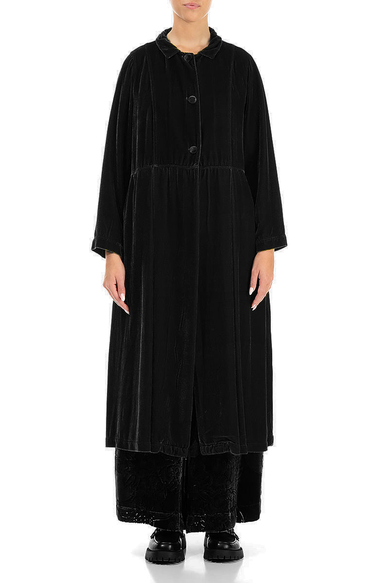 Back Tie Black Silk Velvet Jacket 1