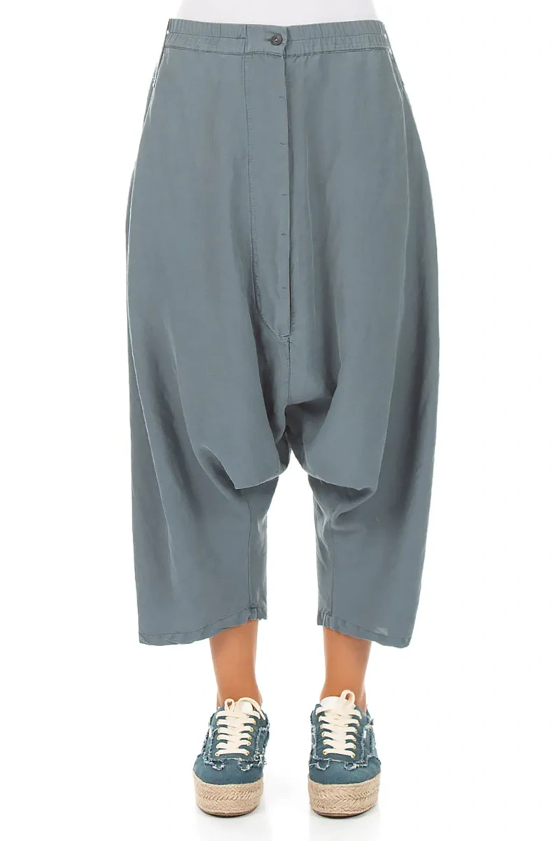 Baggy Graphite Silk Linen Trousers 1