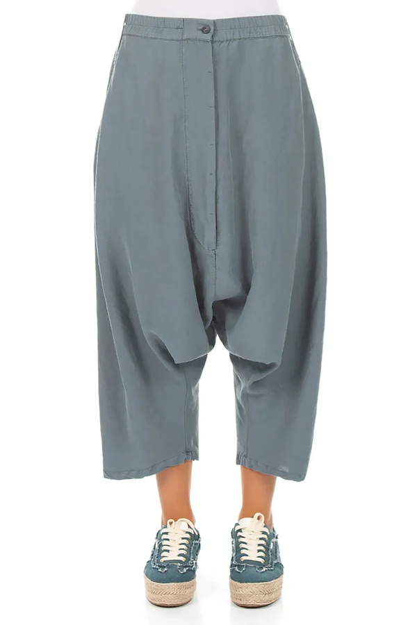 Baggy Graphite Silk Linen Trousers 1