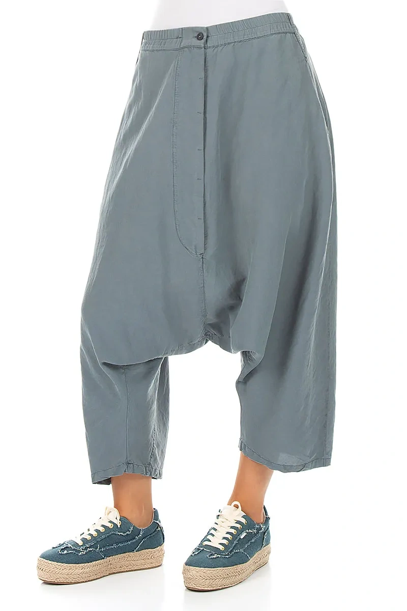 Baggy Graphite Silk Linen Trousers 3