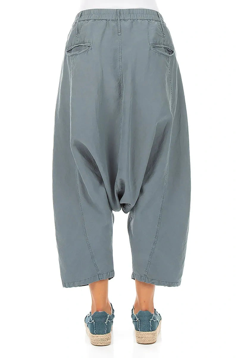 Baggy Graphite Silk Linen Trousers 2