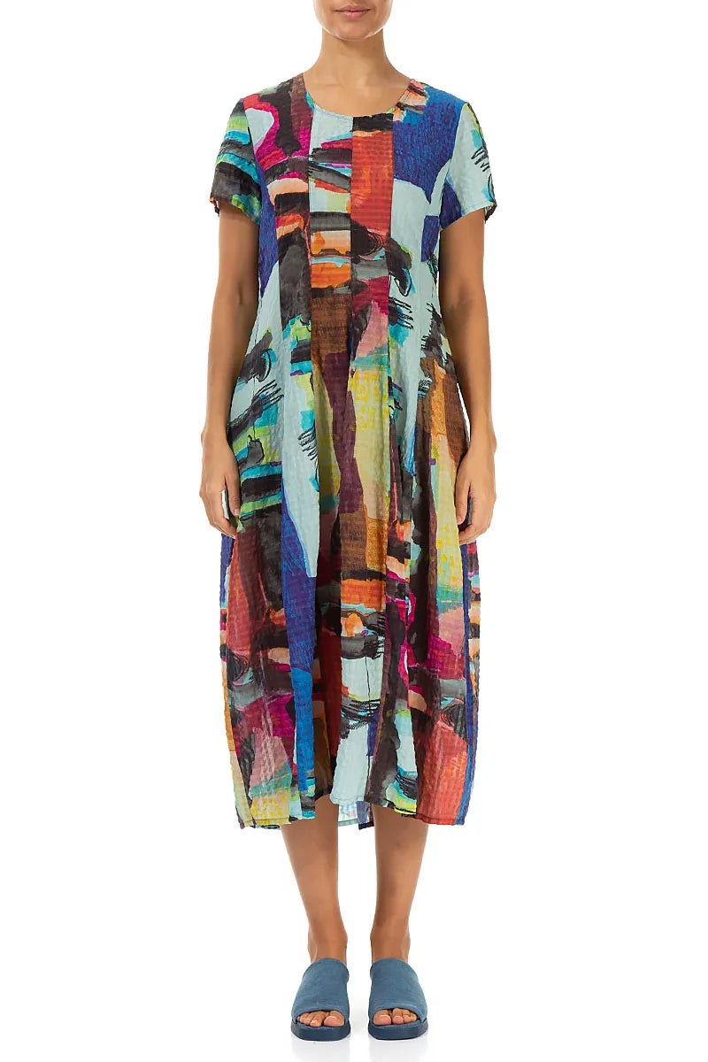Robe en soie texturée motif ballon abstrait