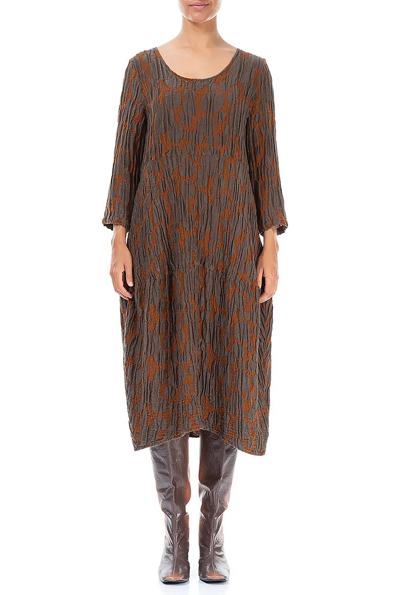 Balloon Aged Copper Circle Silk Linen Dress 1