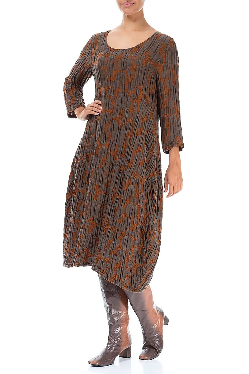 Balloon Aged Copper Circle Silk Linen Dress 4