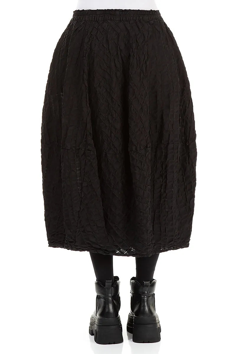 Balloon Black Checkered Linen Cotton Skirt 2