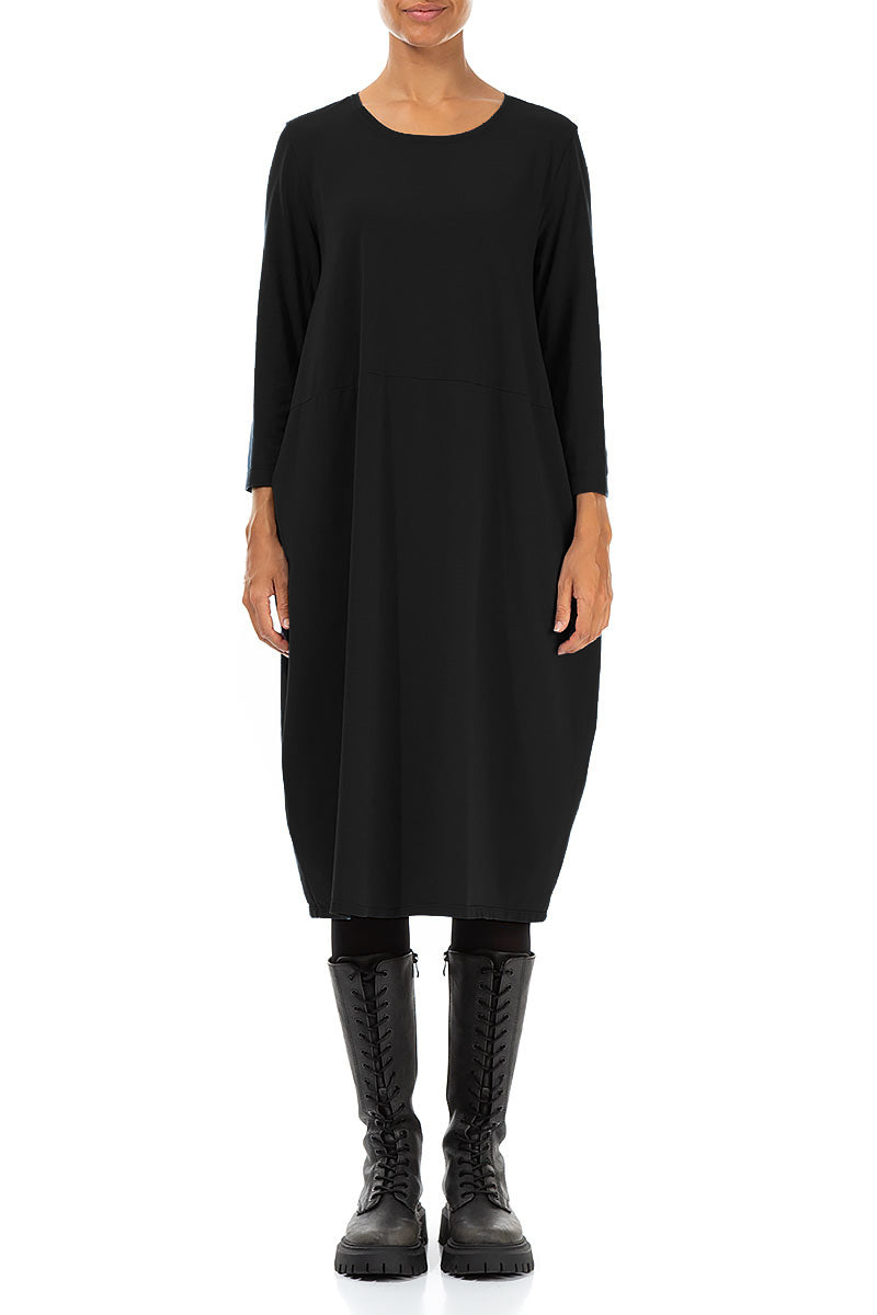 Balloon Black Cotton Dress – grizas.com