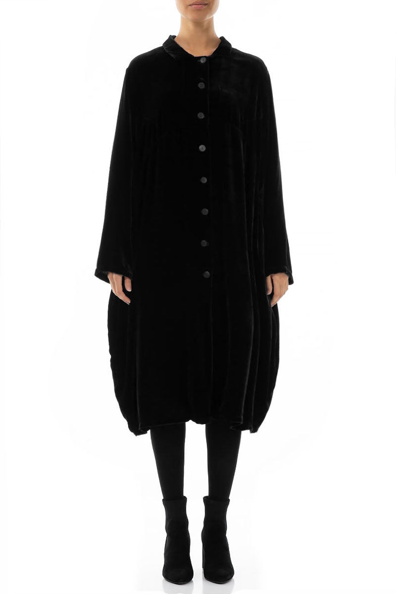 Balloon Black Silk Velvet Jacket 1