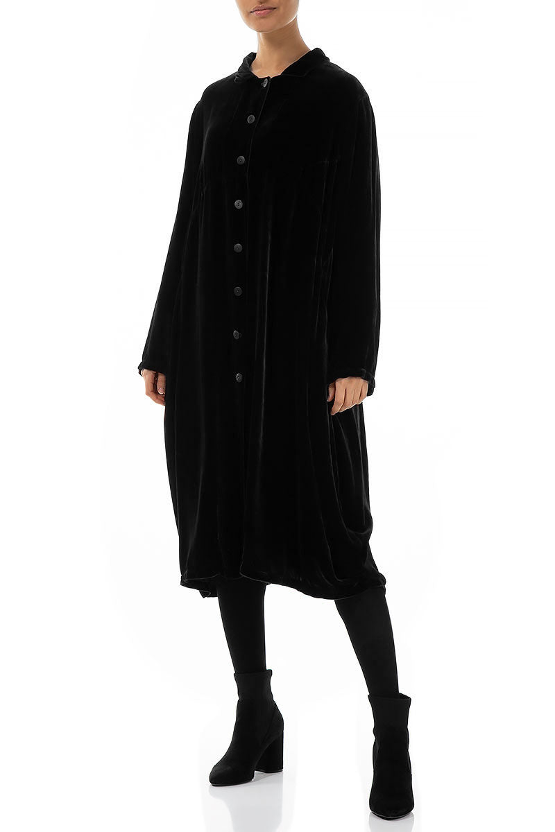 Balloon Black Silk Velvet Jacket 4