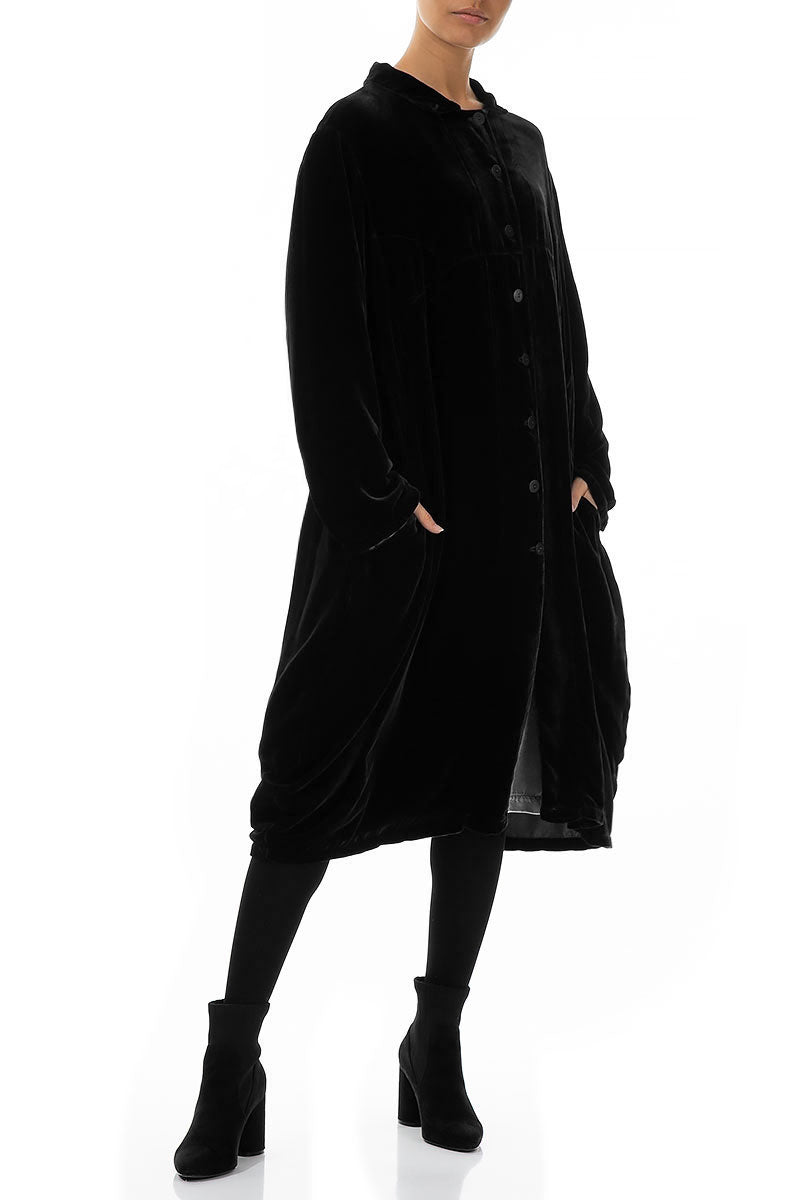 Balloon Black Silk Velvet Jacket 3