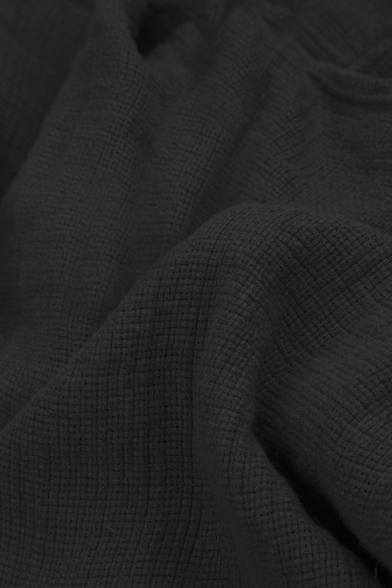 Balloon Black Textured Linen Jacket Dress 5