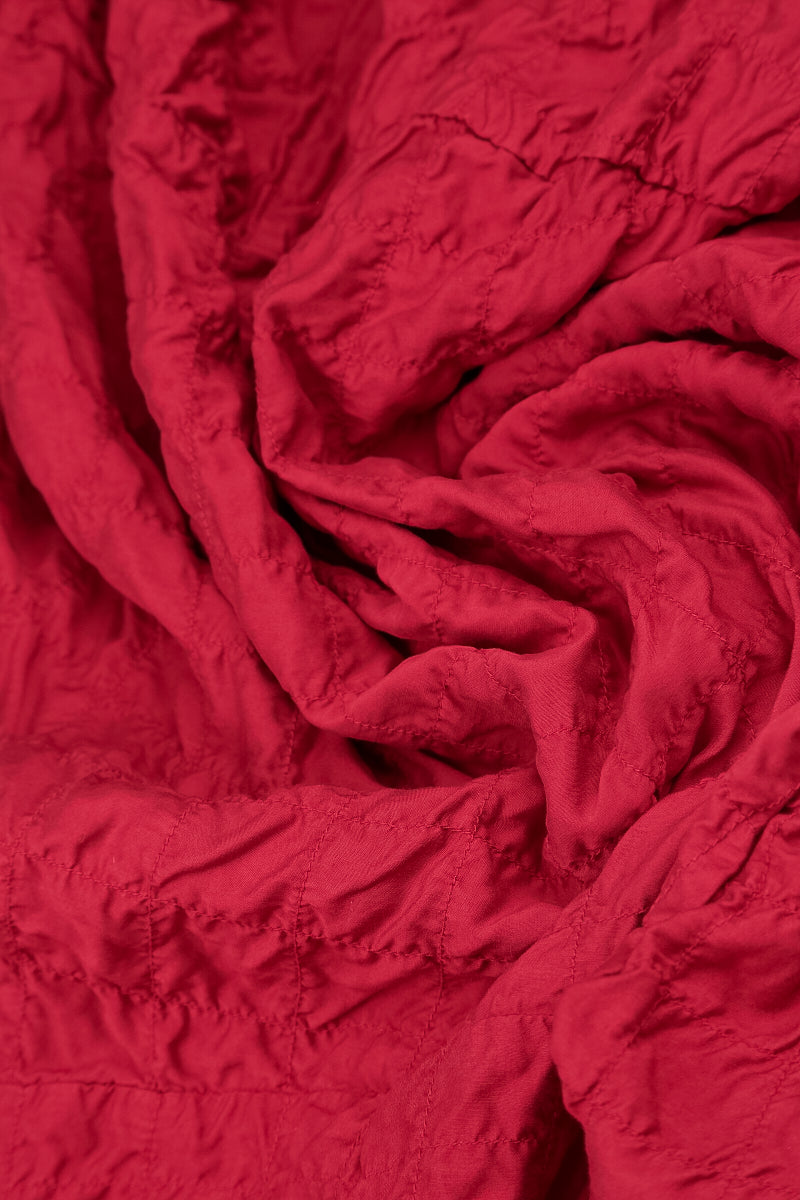 Balloon Cherry Red Pleated Silk Bamboo Dress 5