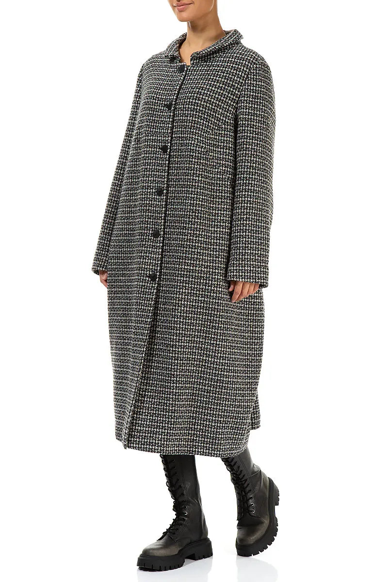 Balloon Collar Grey Weave Wool Coat 3