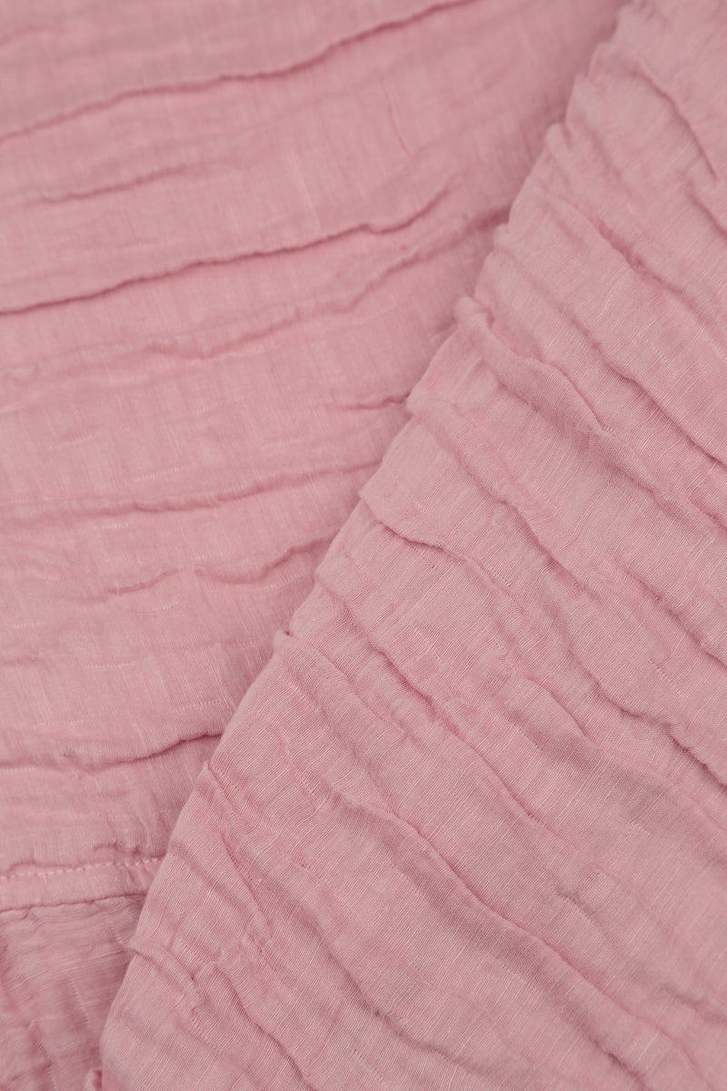 Balloon Crinkled Powder Pink Silk Linen Dress 5