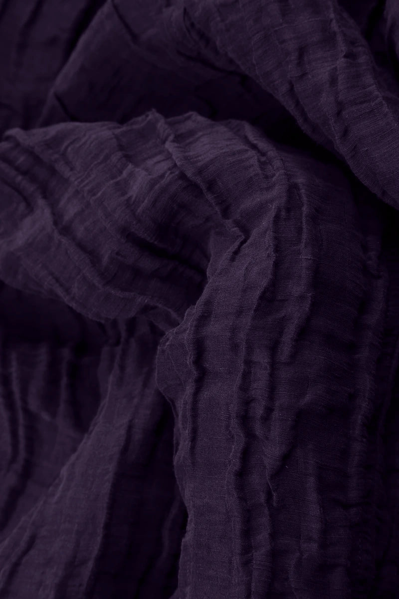 Flared Crinkled Royal Purple Silk Shirt 5