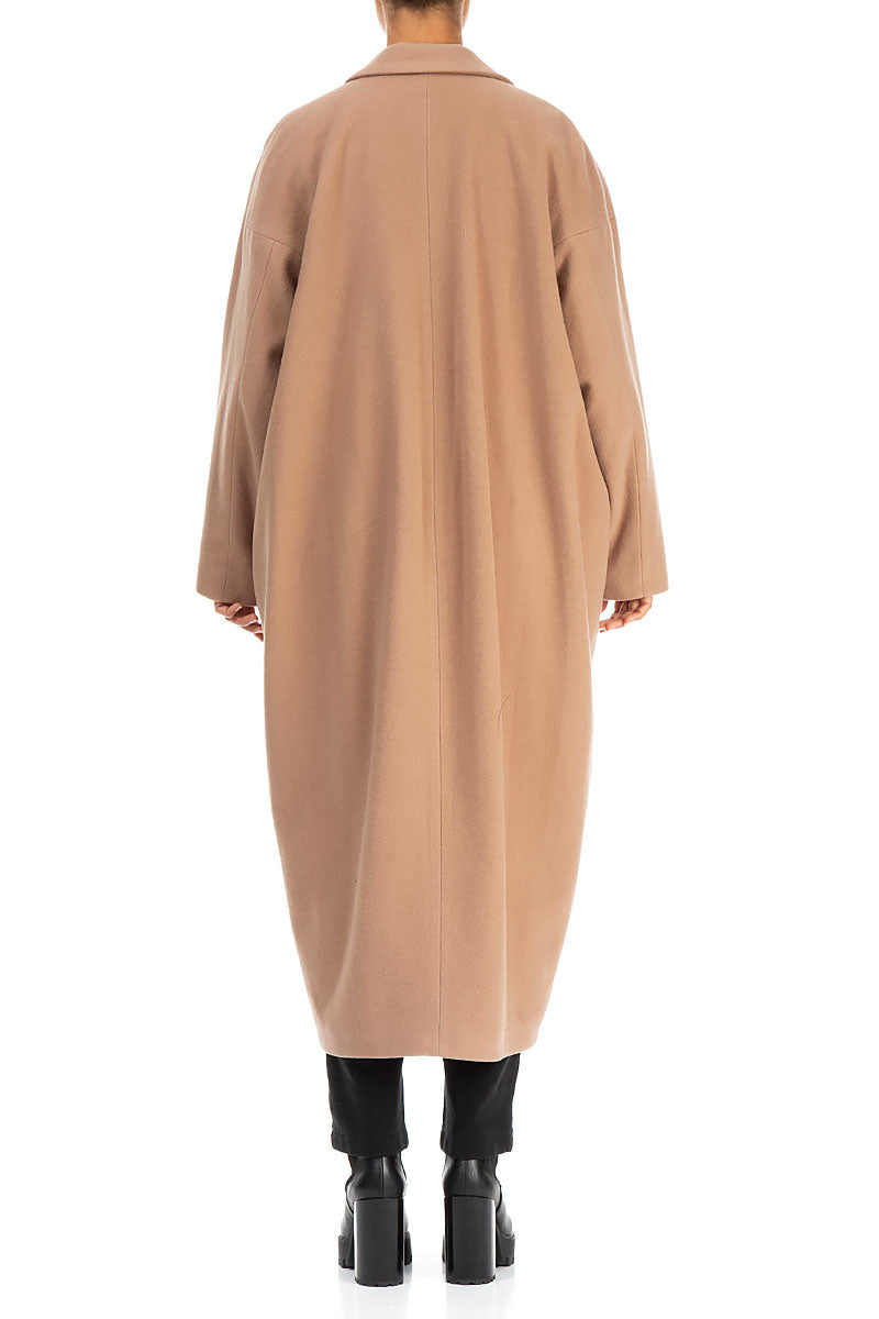 Balloon Flap Pockets Brown Wool Coat 2