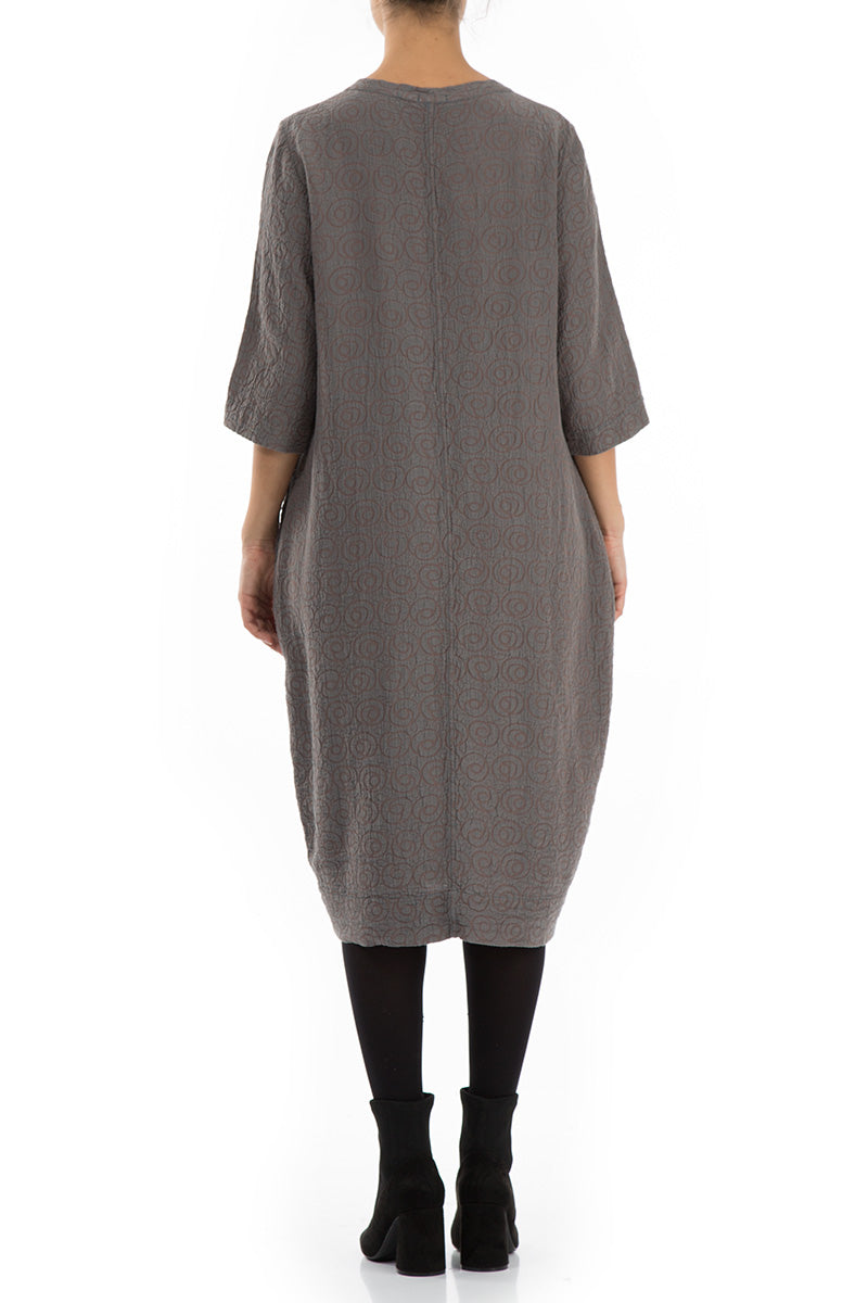 Balloon Patterned Mocha Silk Cotton Dress 2