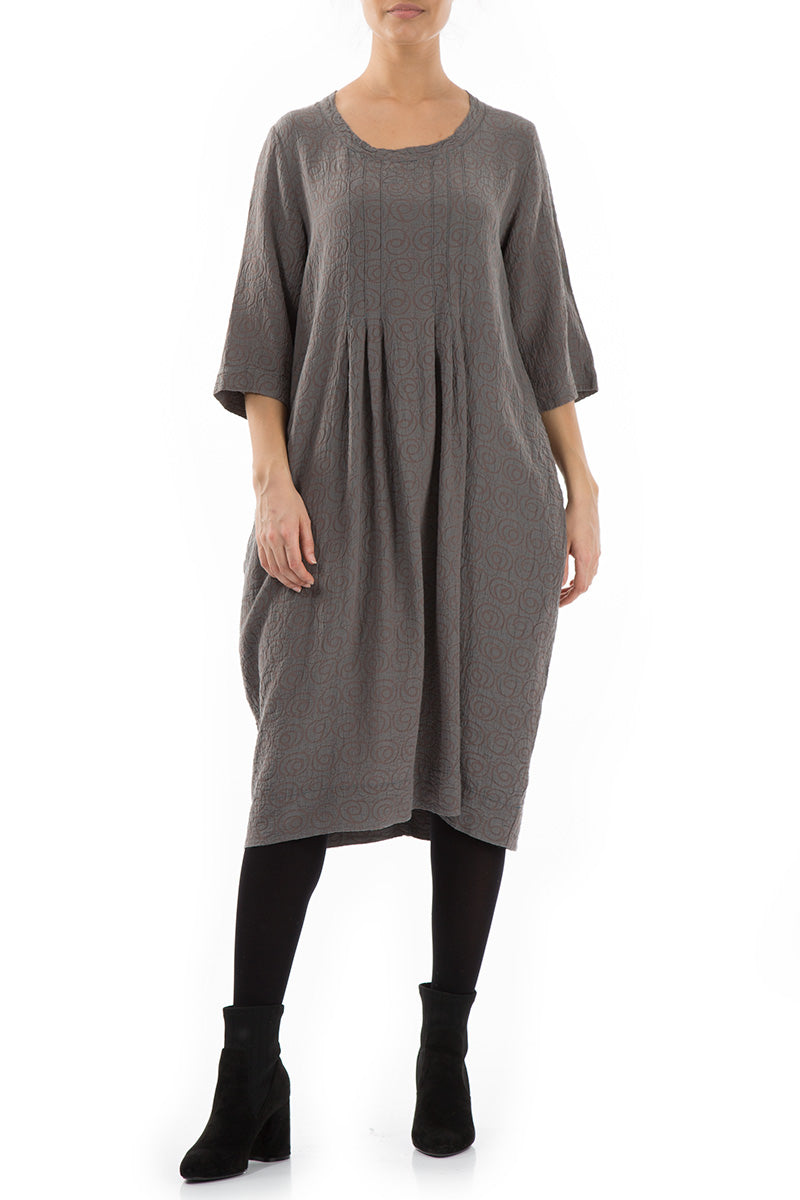 Balloon Patterned Mocha Silk Cotton Dress 4