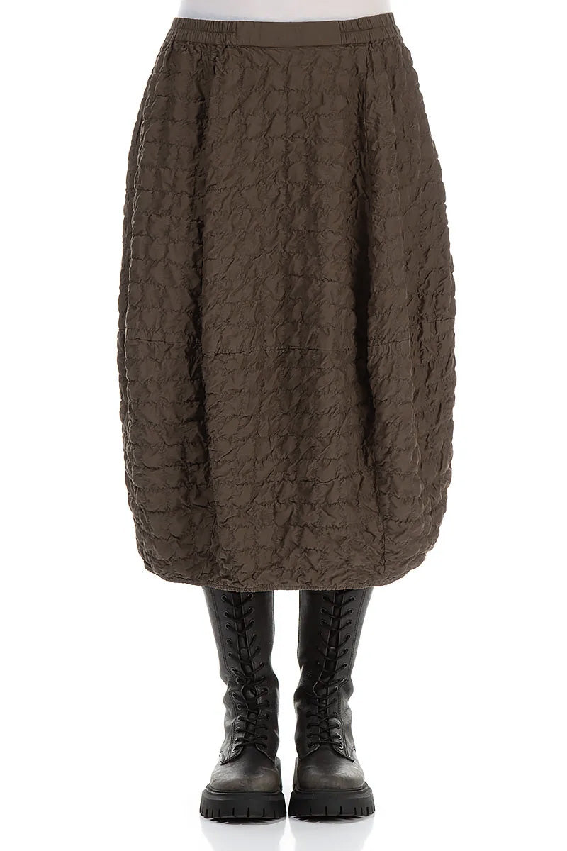 Balloon Pleated Aged Brown Silk Bamboo Skirt 1