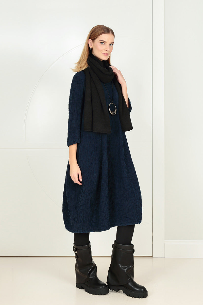 Balloon Royal Blue Textured Linen Dress 7