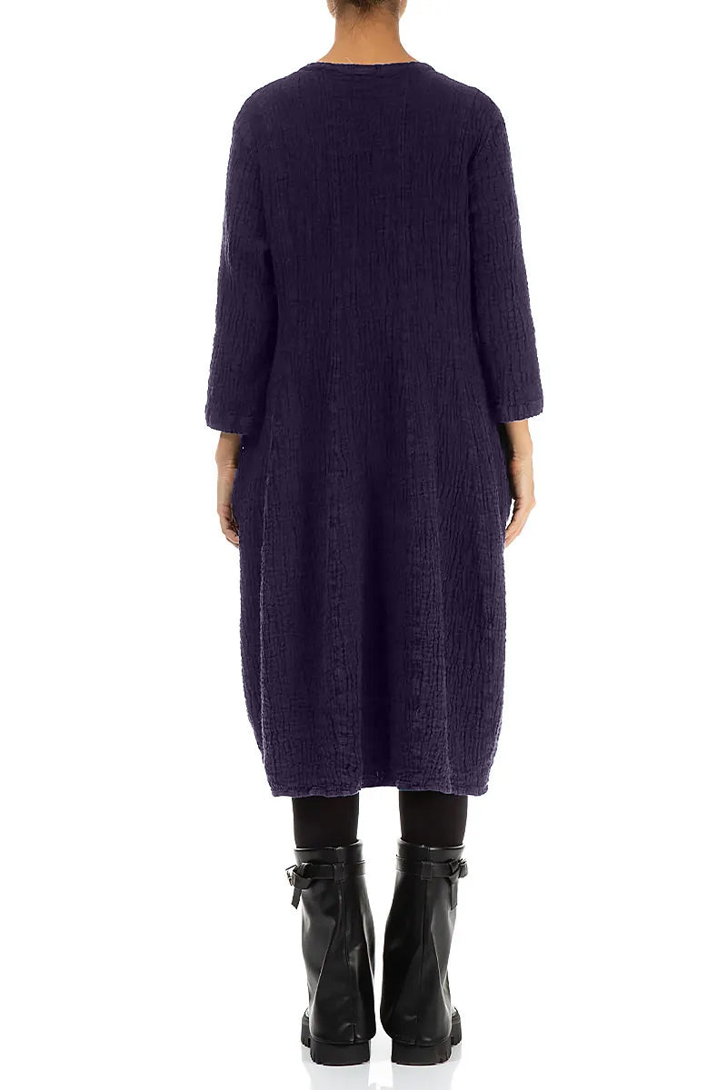 Balloon Royal Purple Textured Linen Dress 2