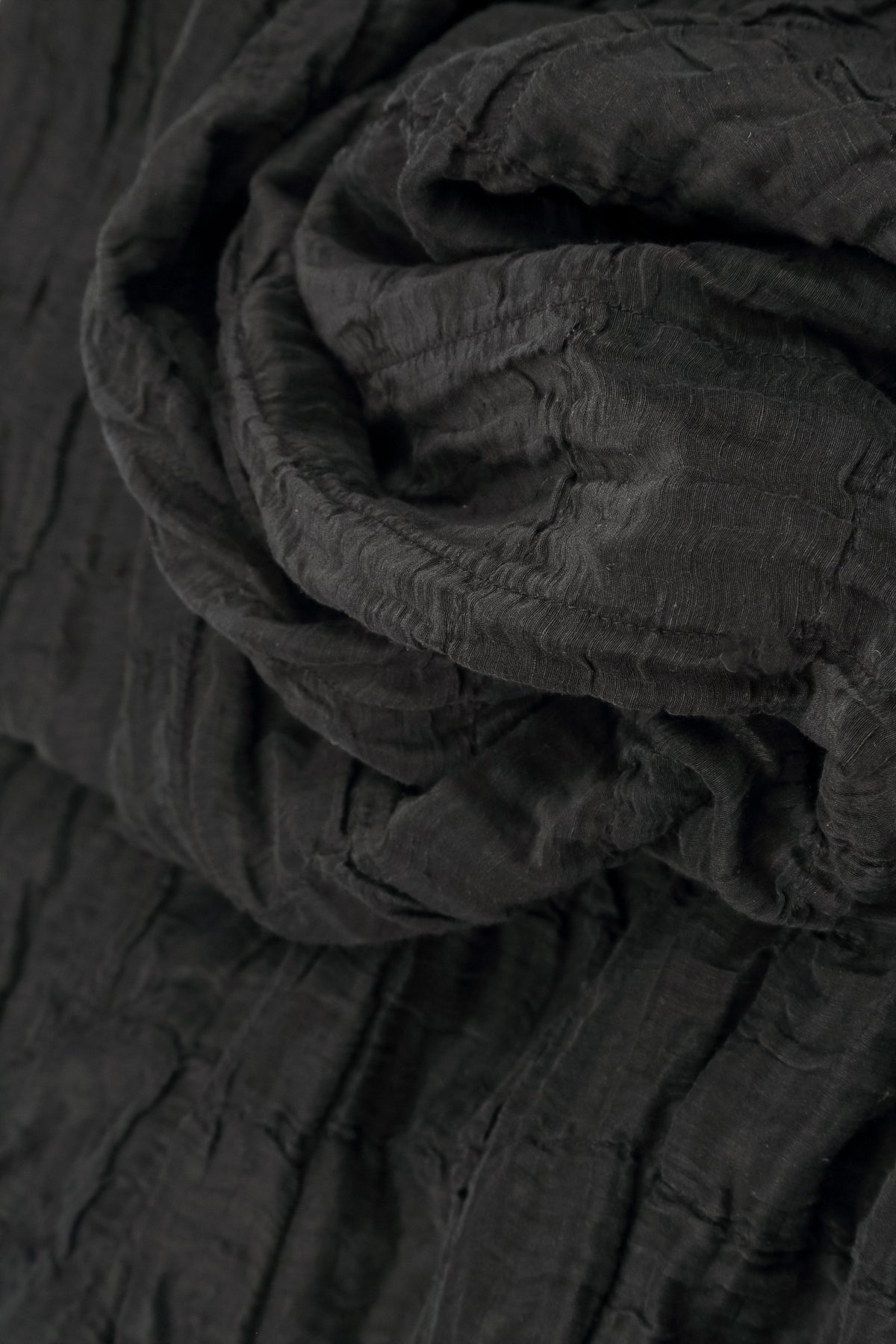 Balloon Shape Crinkled Black Silk Linen Skirt 4